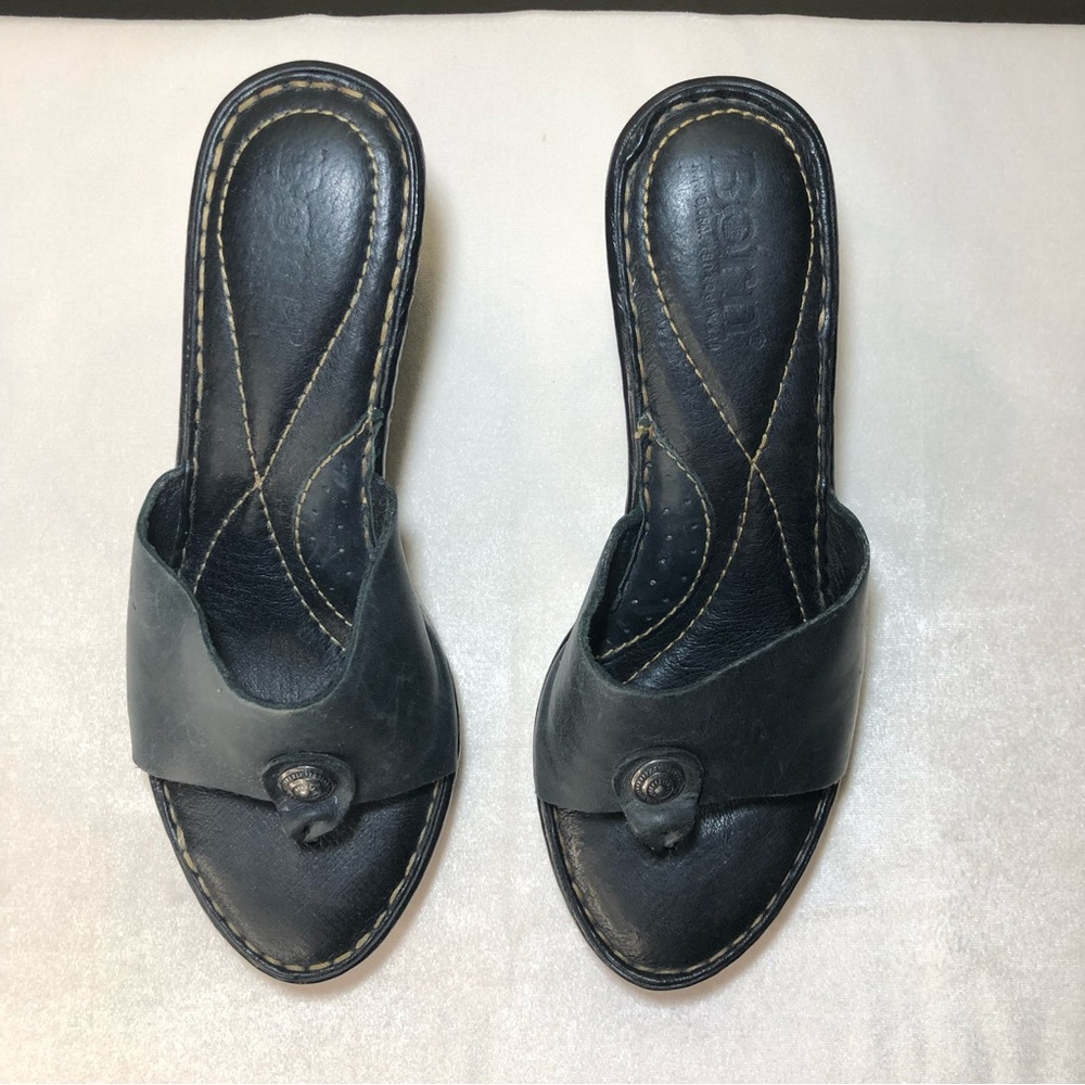 Women’s Born Mijo Black Wedge Thong Sandals Size 6 or 36 1/2
